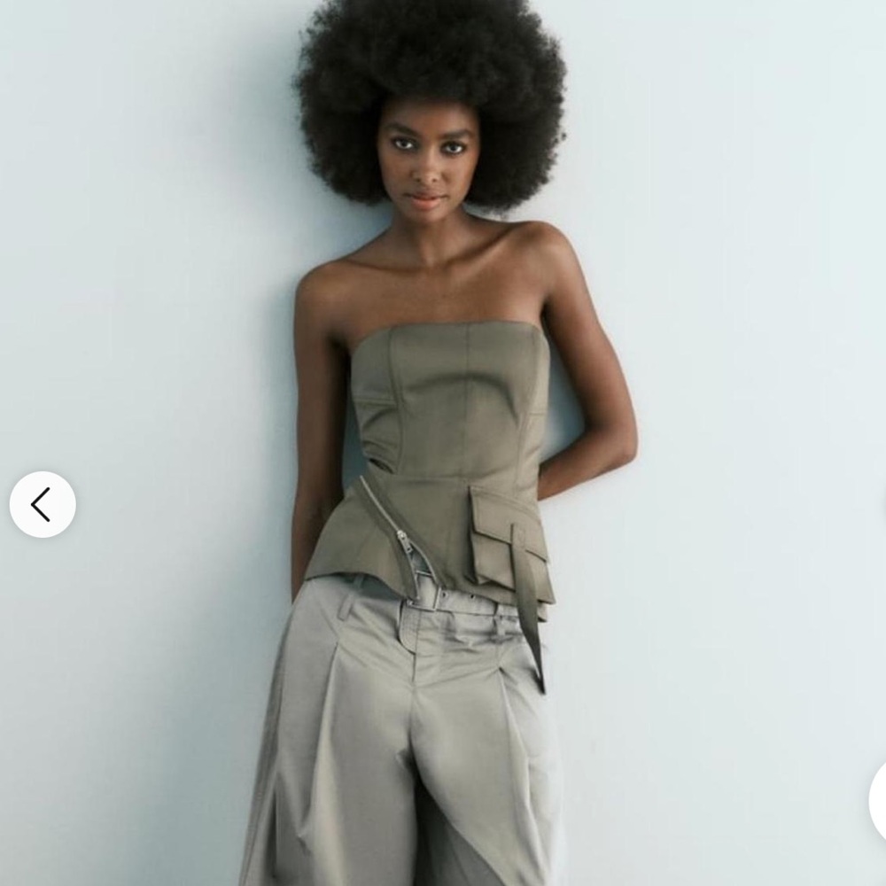 Zara Olive Strapless Corset Top